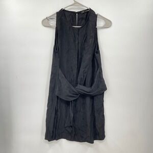 Zara Basic‎ Black Sleeveless Mini Dress Snakeskin Print Tie Waist XS